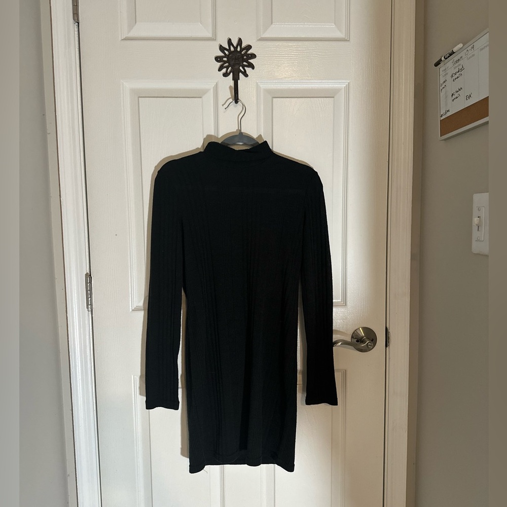 Black SHEIN Turtleneck Longsleeve BodyCon Dress
